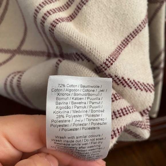 Part Two Oversized Plaid Checkered Cotton Blend V-Neck Sweater - Picture 7 of 7